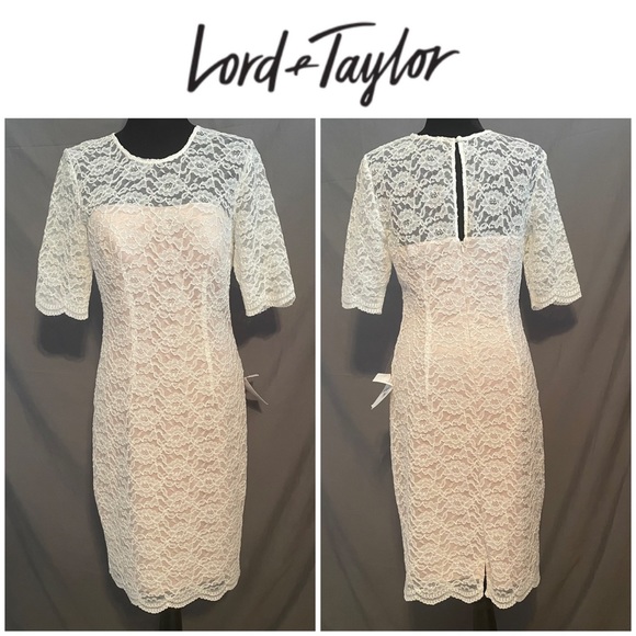 Jax dress from Lord and Taylor.  Beautiful white lace cocktail dress size 10 - Picture 1 of 17